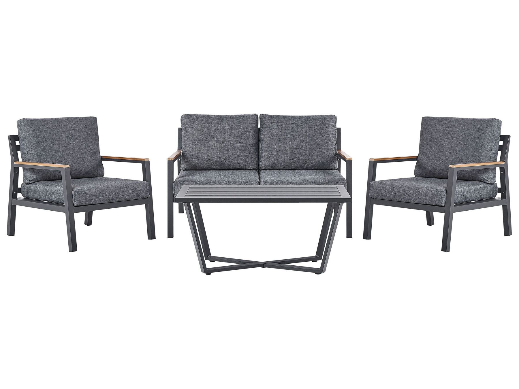 Garden Lounge Set with Table 4 Seater DELIA Metal Grey