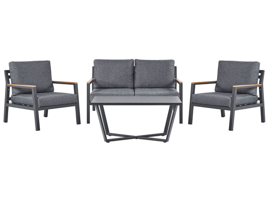 Garden Lounge Set with Table 4 Seater DELIA Metal Grey