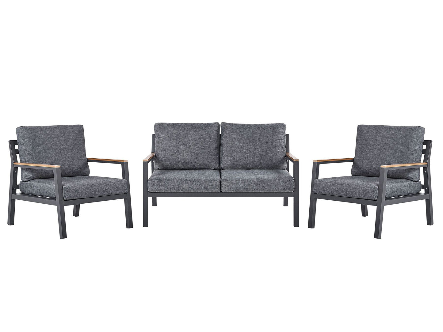 Garden Lounge Set with Table 4 Seater DELIA Metal Grey