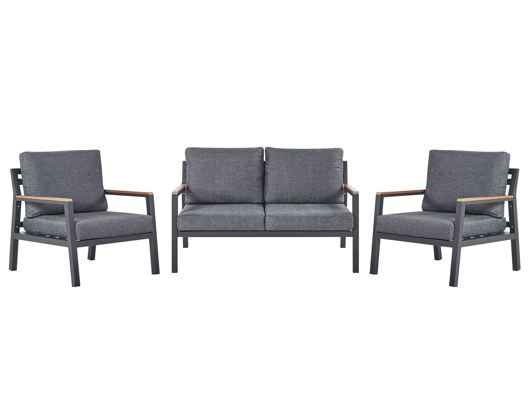 Garden Lounge Set with Table 4 Seater DELIA Metal Grey