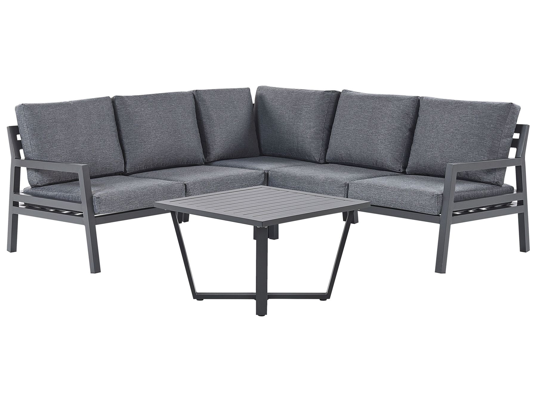 Garden Corner Sofa with Table 5 Seater VIZZINI Metal Grey