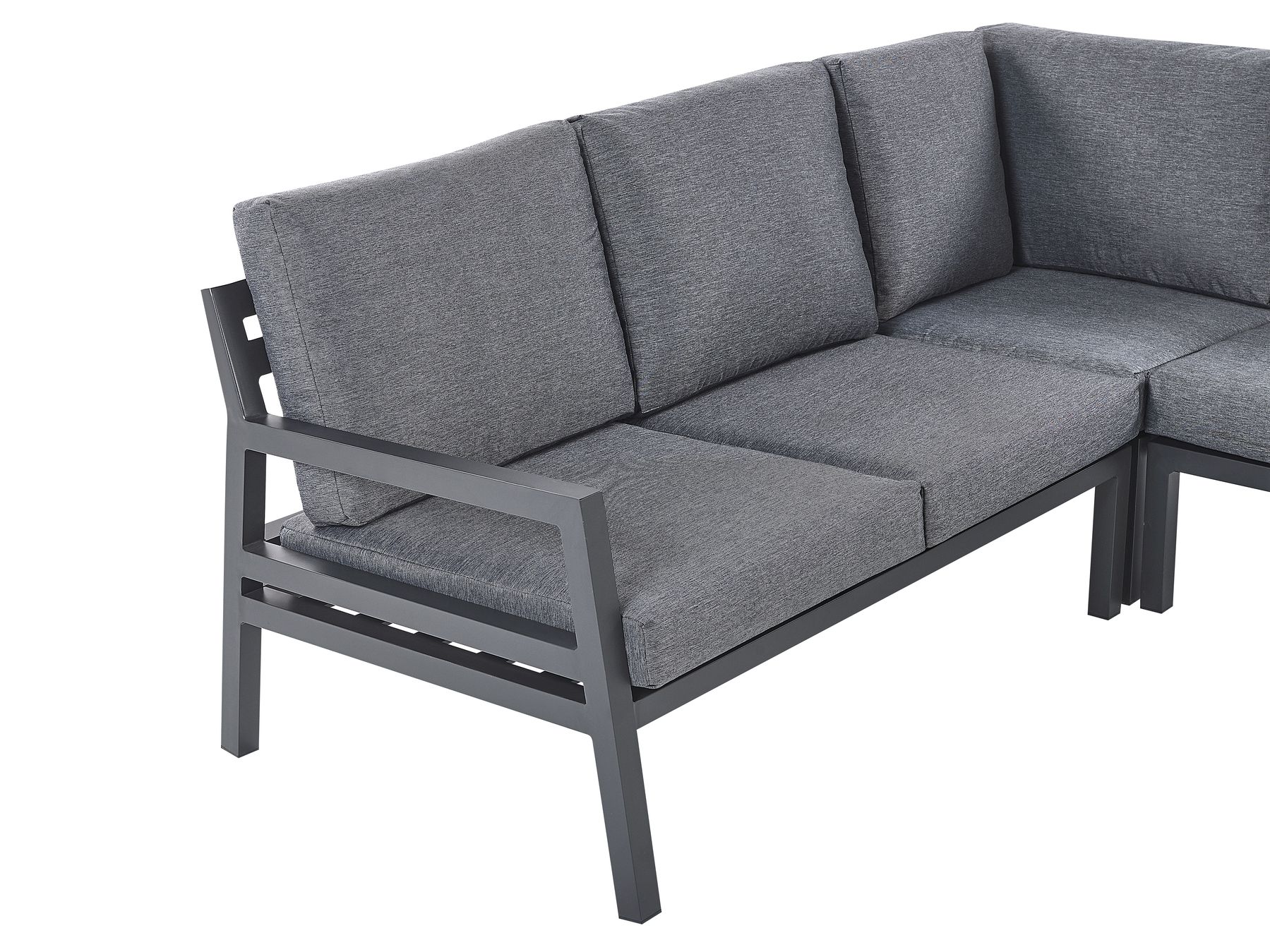 Garden Corner Sofa with Table 5 Seater VIZZINI Metal Grey