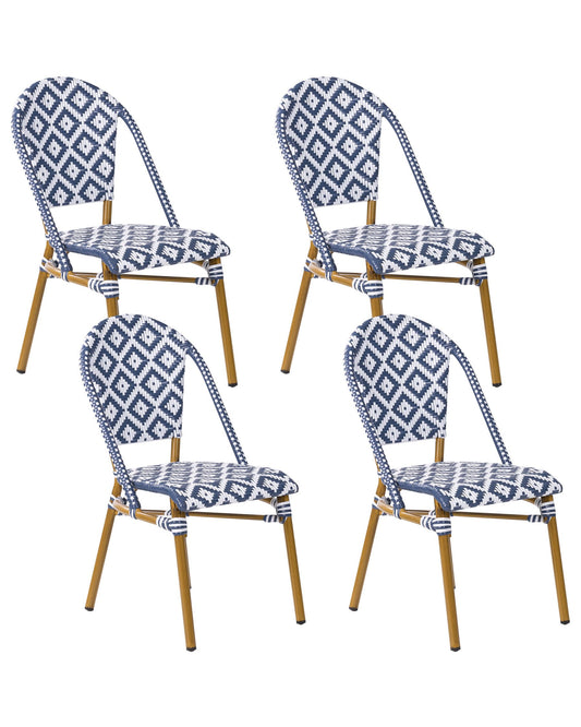 Set of 4 Garden Chairs RIFREDDO PE Rattan Blue