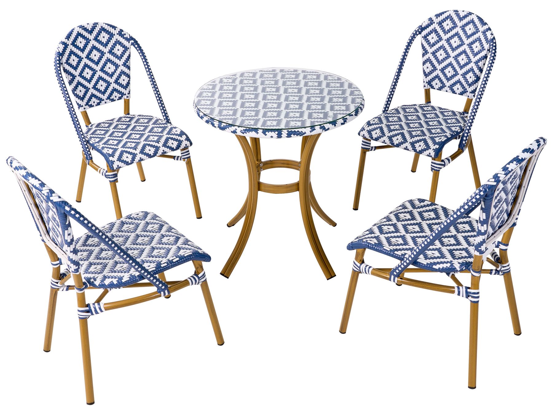 Garden Dining Set 4 Seater RIFREDDO PE Rattan Blue