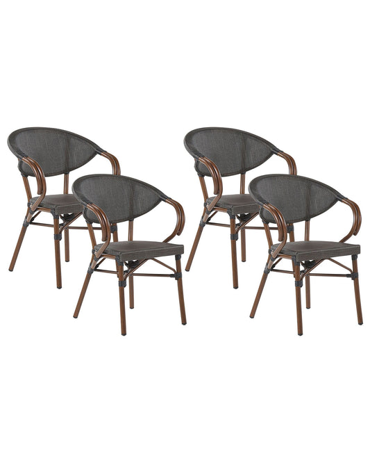 Set of 4 Garden Chairs CASPRI Metal Grey