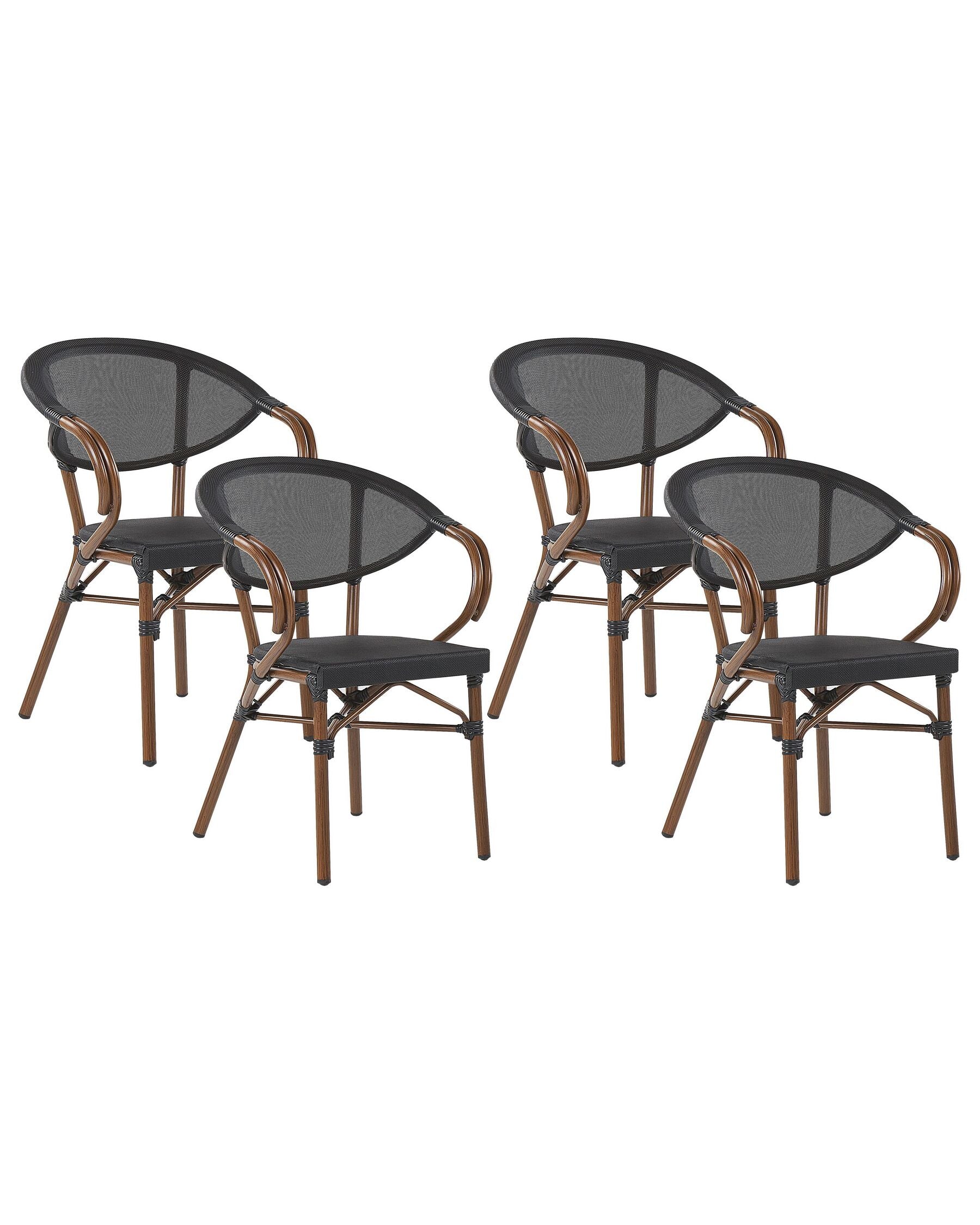 Set of 4 Garden Chairs CASPRI Metal Black