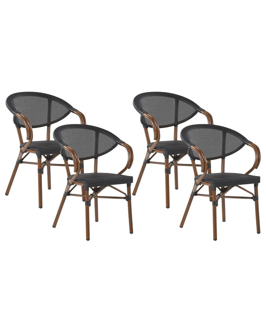 Set of 4 Garden Chairs CASPRI Metal Black