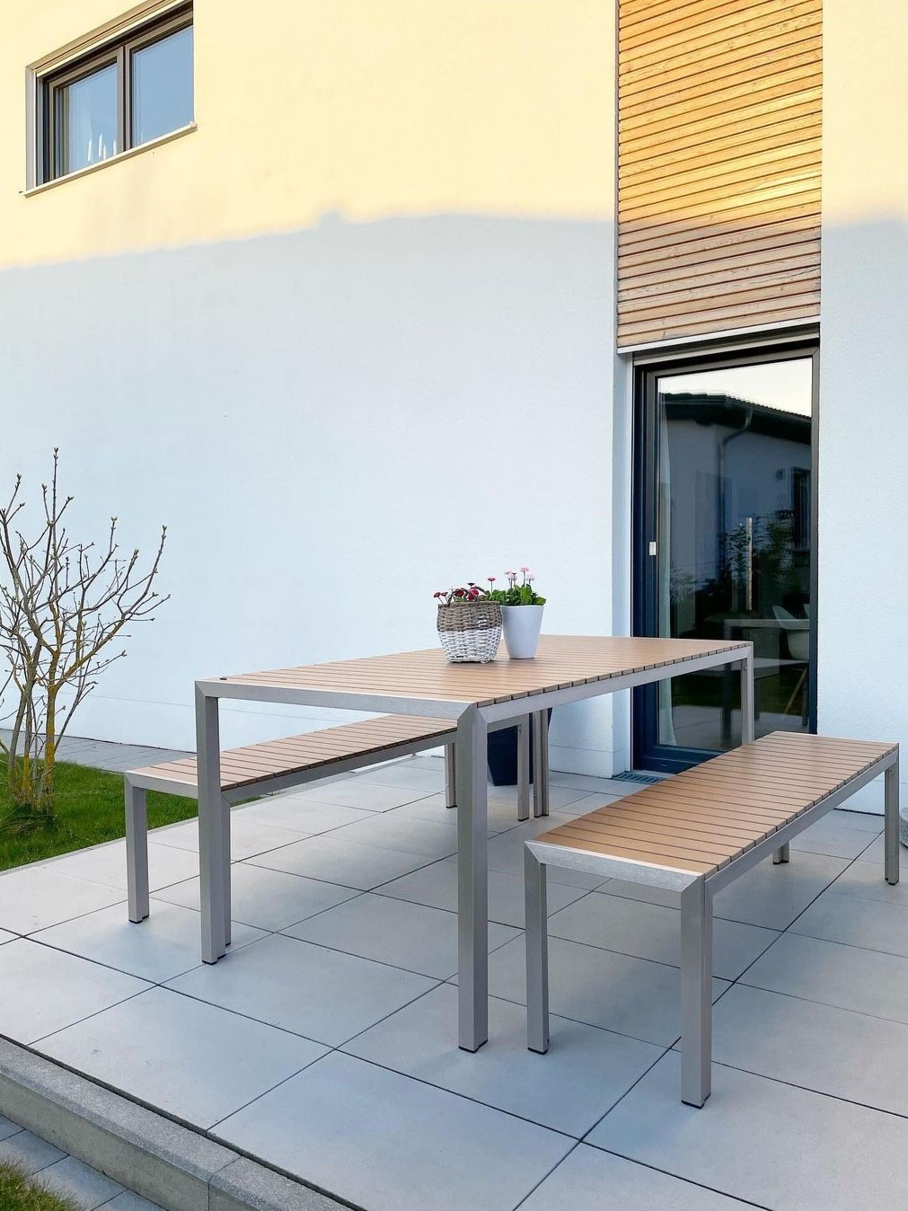 Garden Dining Set with Benches 6 Seater NARDO Brown