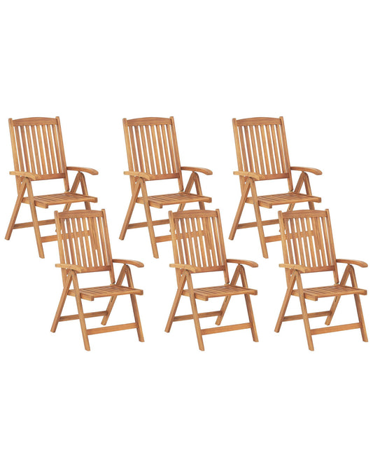 Set of 6 Garden Chairs JAVA Acacia Wood Light Brown