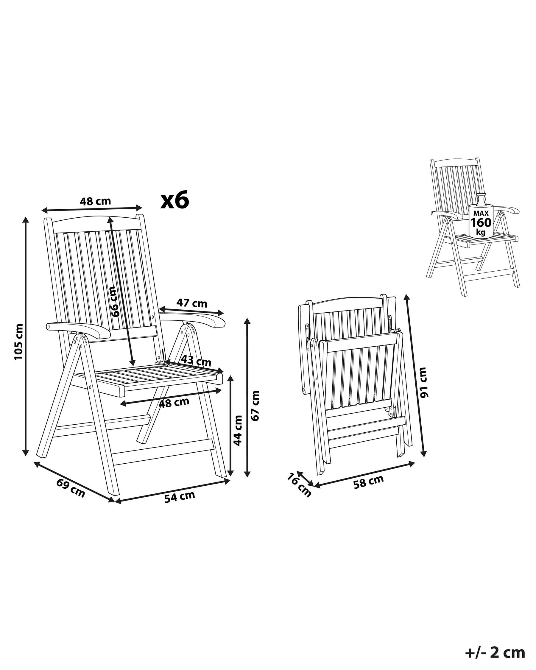Set of 6 Garden Chairs JAVA Acacia Wood Light Brown