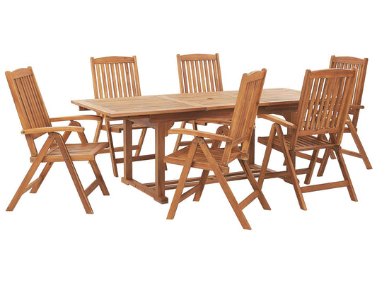 Garden Dining Set 6 Seater JAVA Acacia Wood Light Brown