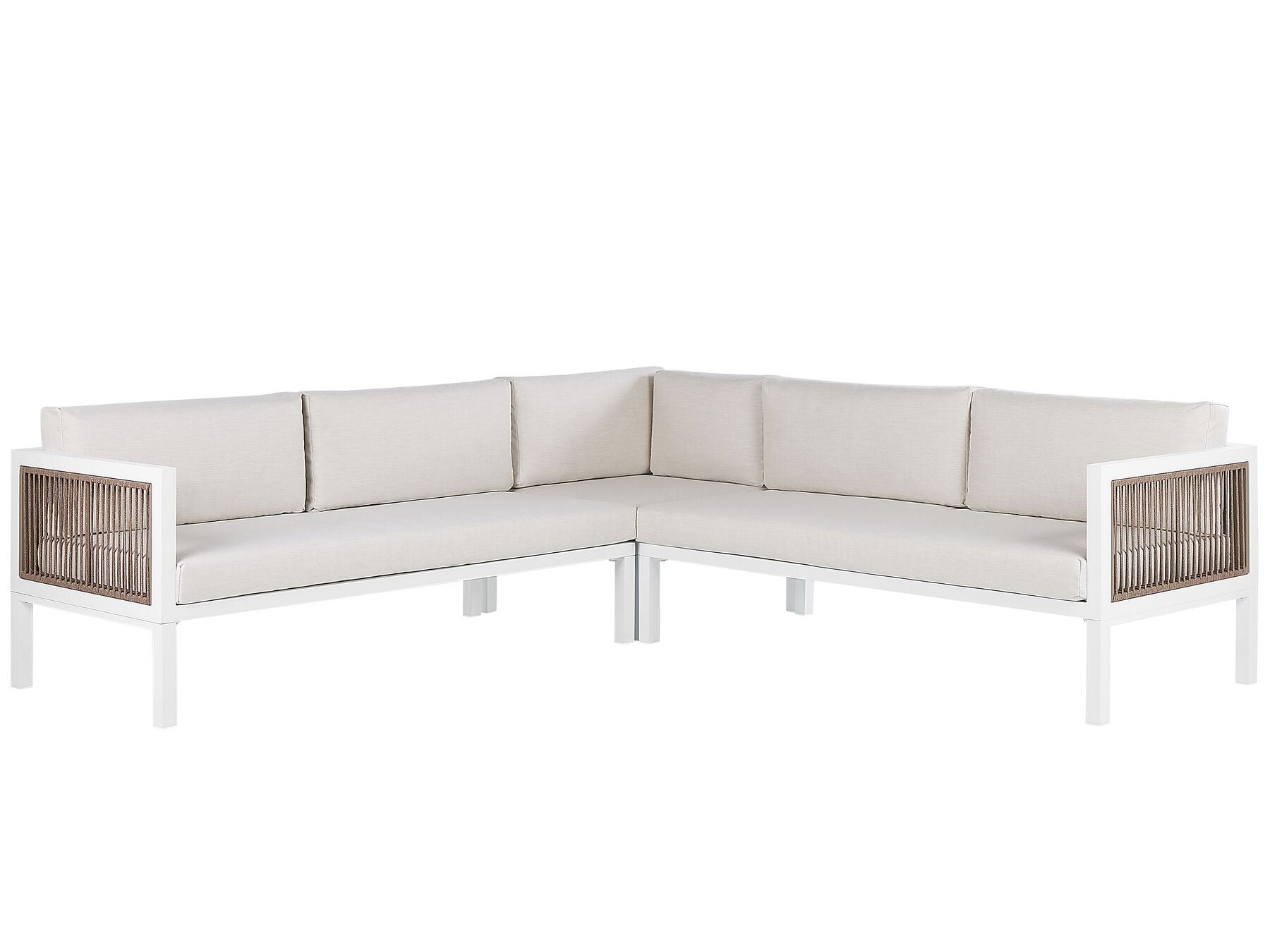 Garden Corner Sofa with Table 4 Seater BORELLO Left Hand Metal Beige