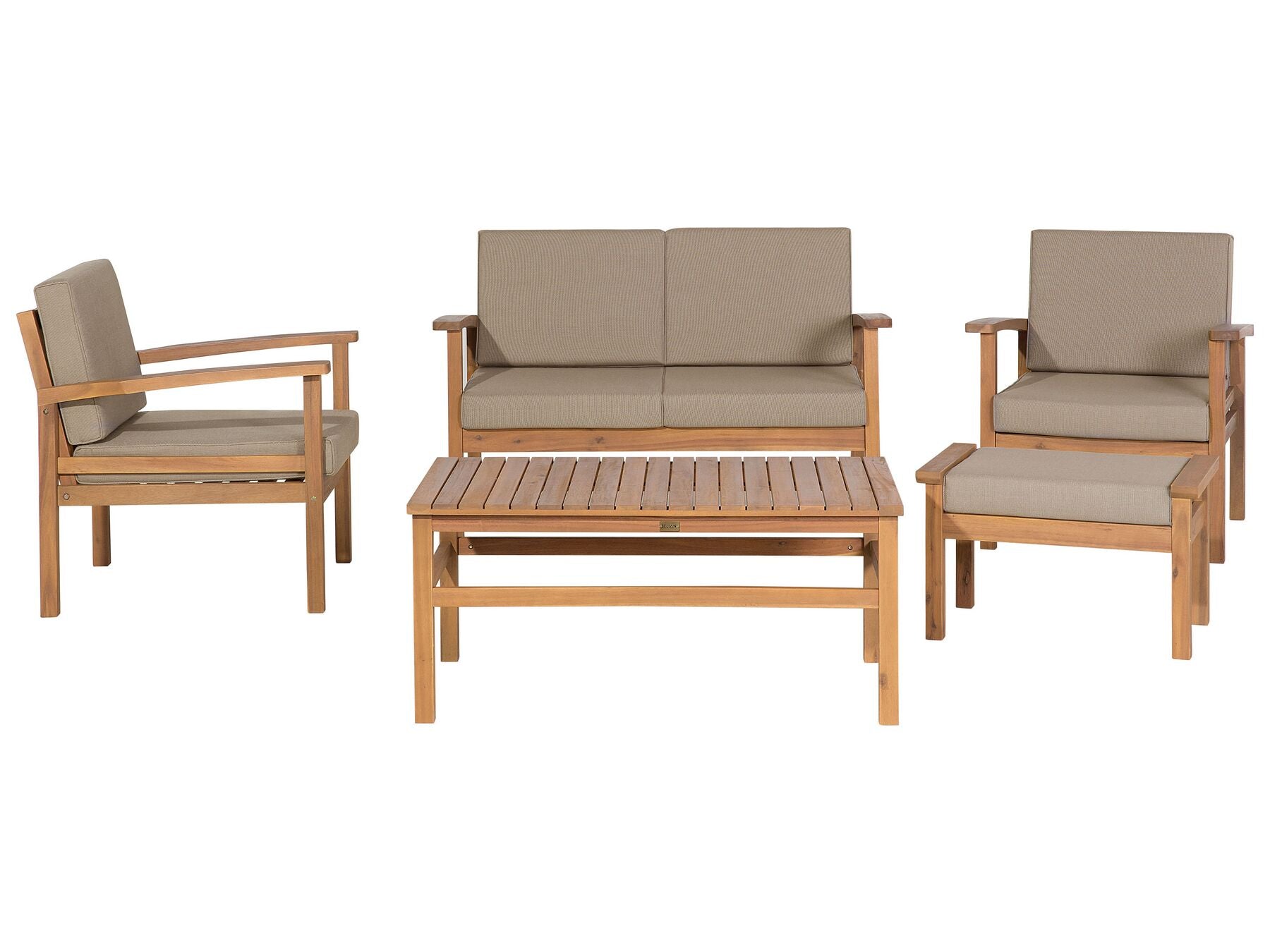 Garden Lounge Set with Table and Ottoman 4 Seater MANILA Acacia Wood Light Brown