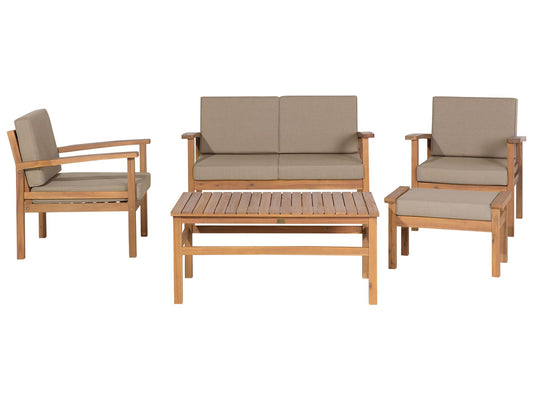 Garden Lounge Set with Table and Ottoman 4 Seater MANILA Acacia Wood Light Brown