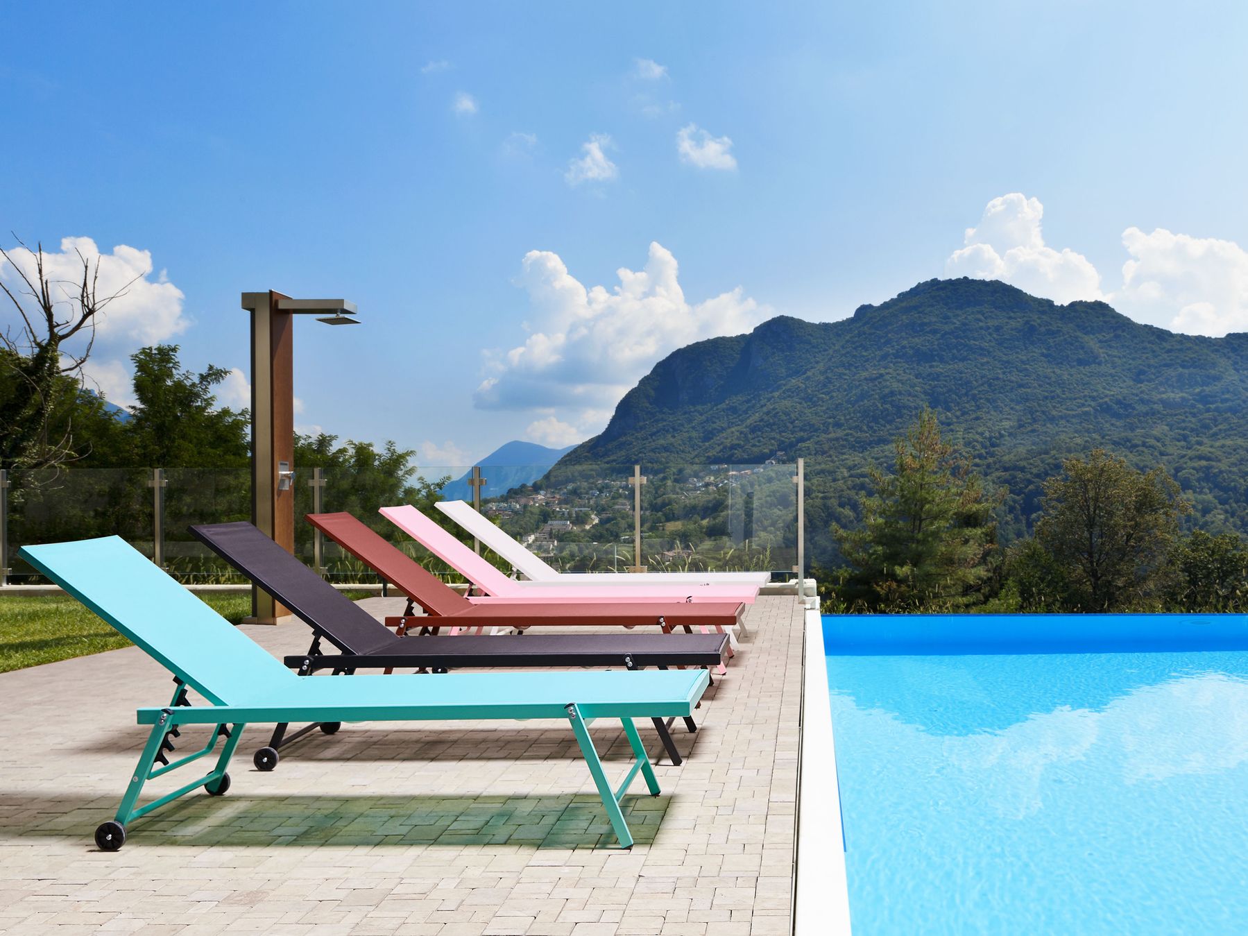 Aluminium Reclining Sun Lounger Black PORTOFINO