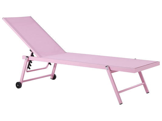 Aluminium Reclining Sun Lounger Pink PORTOFIN