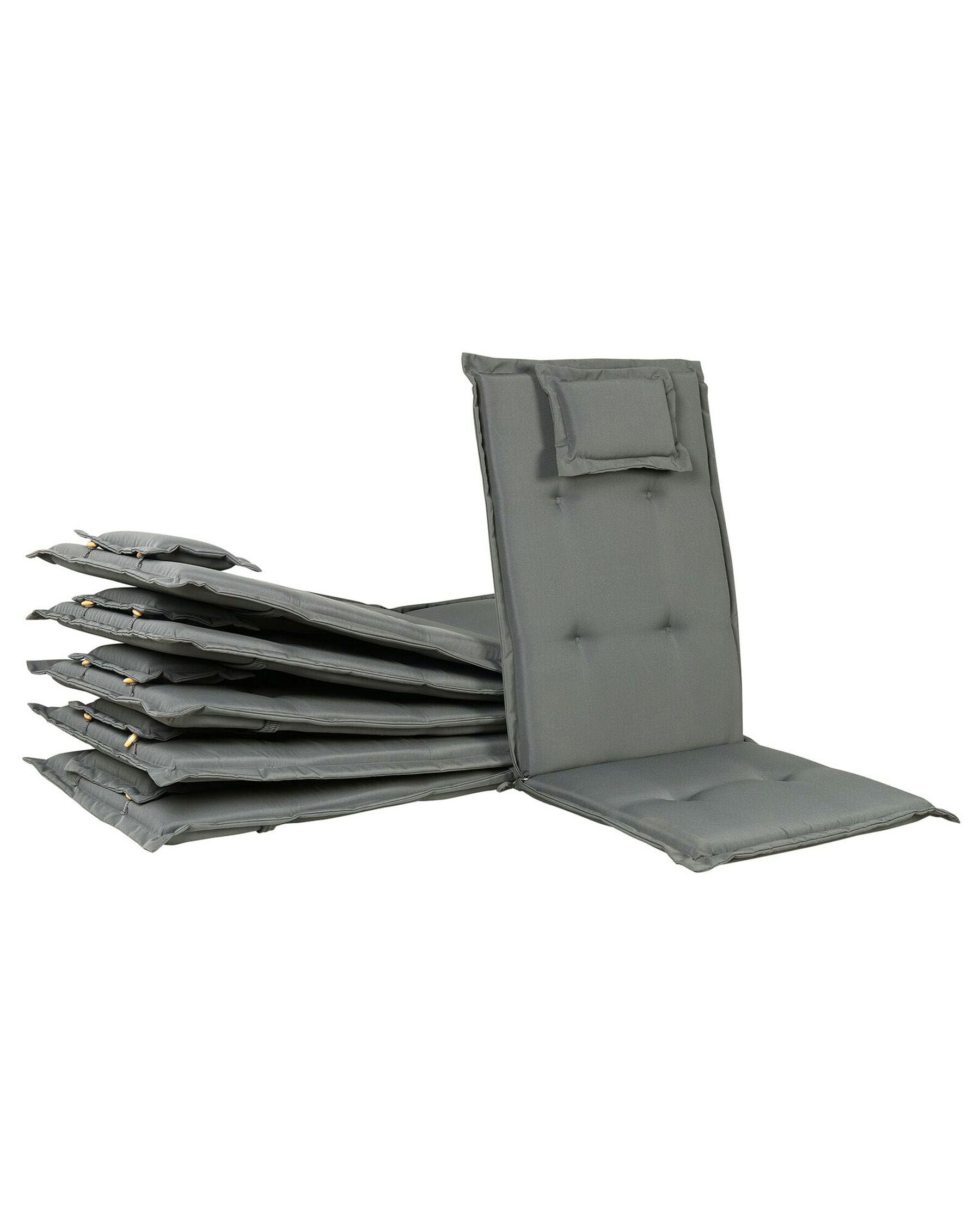 Set of 6 Garden Chairs with Cushions JAVA Acacia Wood Graphite Grey