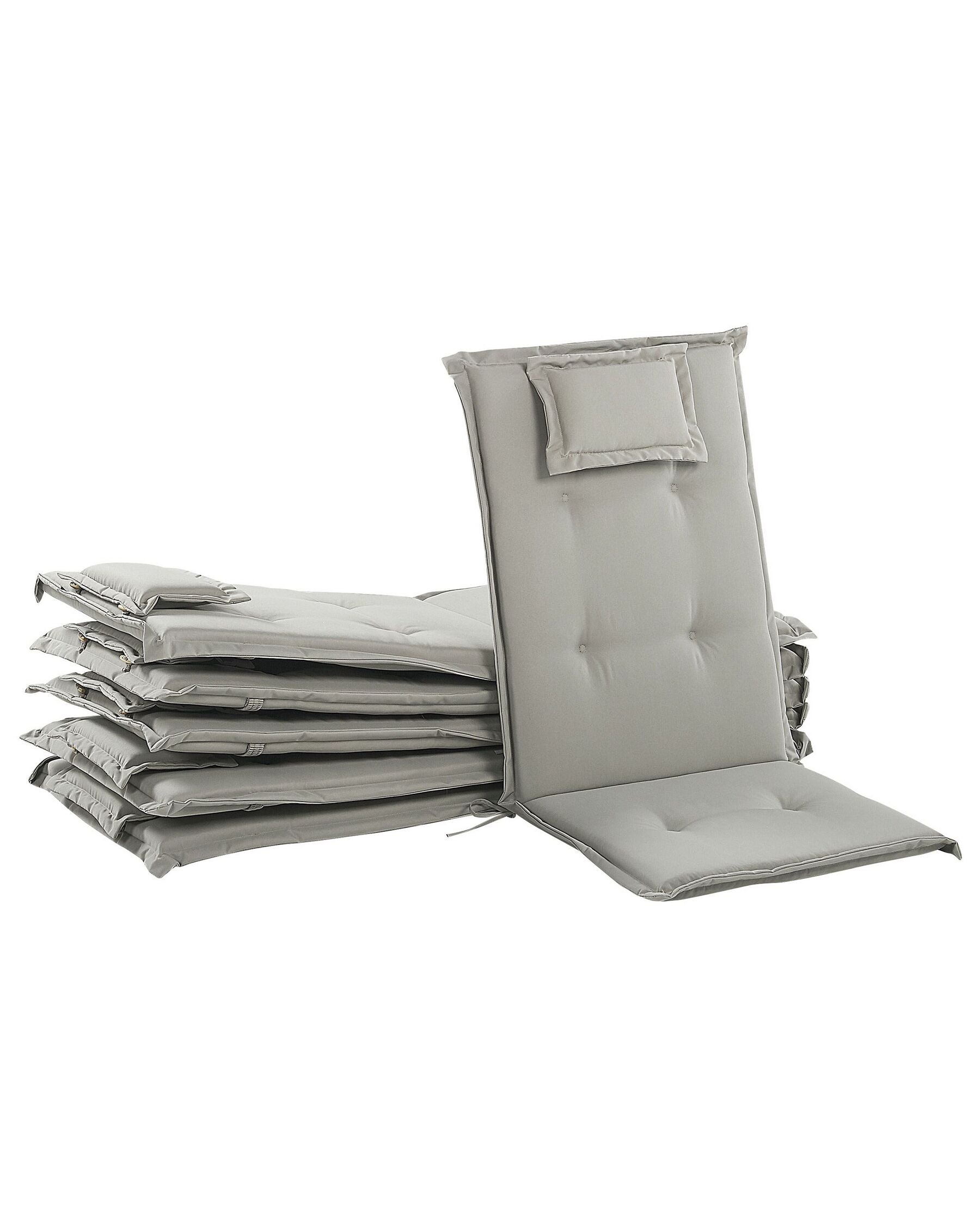 Set of 6 Garden Chairs with Cushions JAVA Acacia Wood Taupe