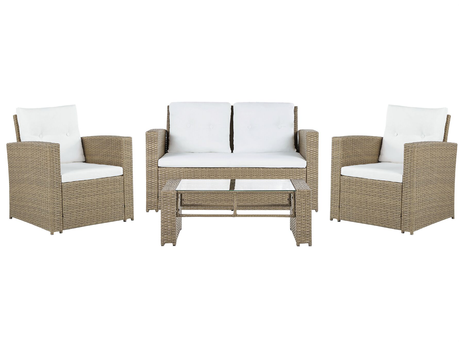 Garden Lounge Set with Table 4 Seater LUCA PE Rattan Light Brown