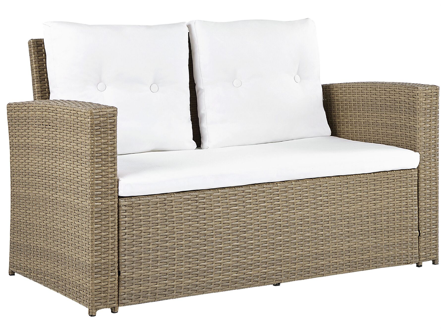 Garden Lounge Set with Table 4 Seater LUCA PE Rattan Light Brown