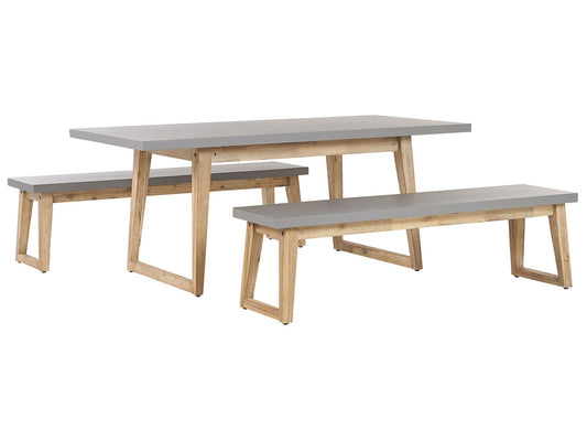 Garden Dining Set with Benches 6 Seater ORIA Concrete Grey