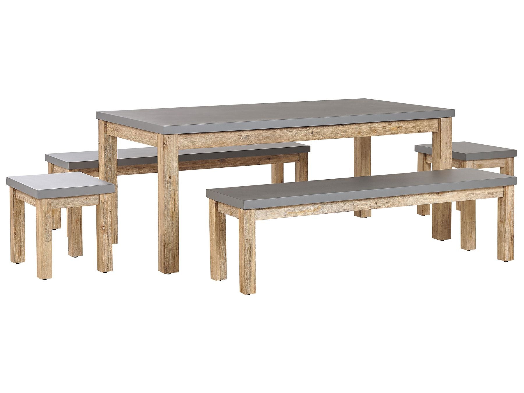 Garden Dining Set with Benches and Stools 8 Seater OSTUNI Concrete Grey
