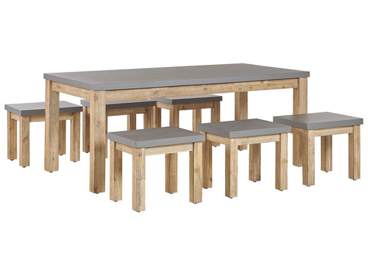 Garden Dining Set with Stools 6 Seater OSTUNI Concrete Grey