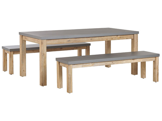 Garden Dining Set with Benches 6 Seater OSTUNI Concrete Grey