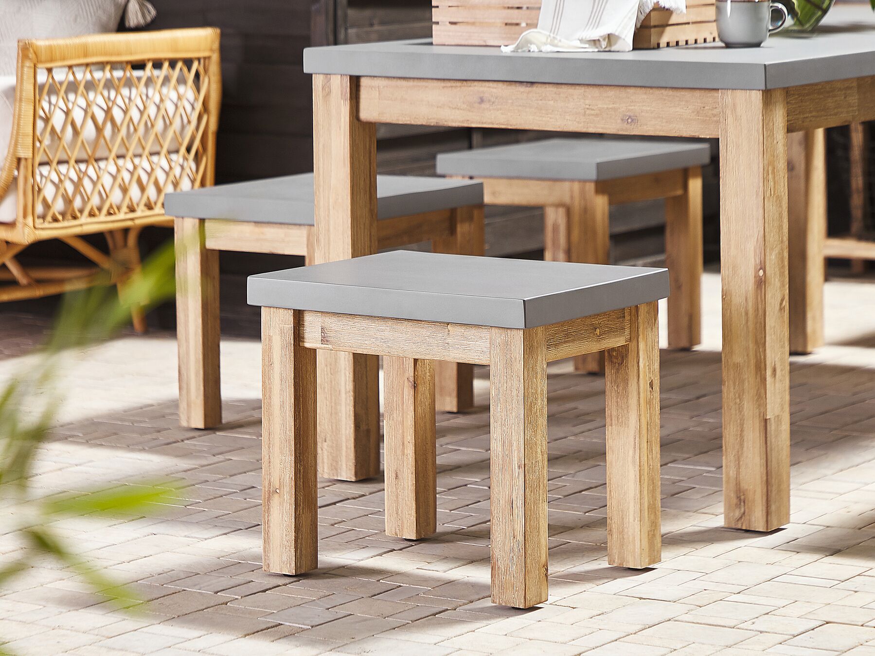 Garden Dining Set with Stools 6 Seater OSTUNI Concrete Grey