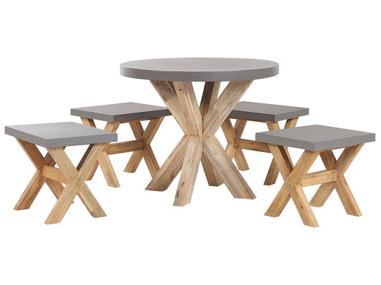 Garden Dining Set with Stools 4 Seater OLBIA Concrete Grey