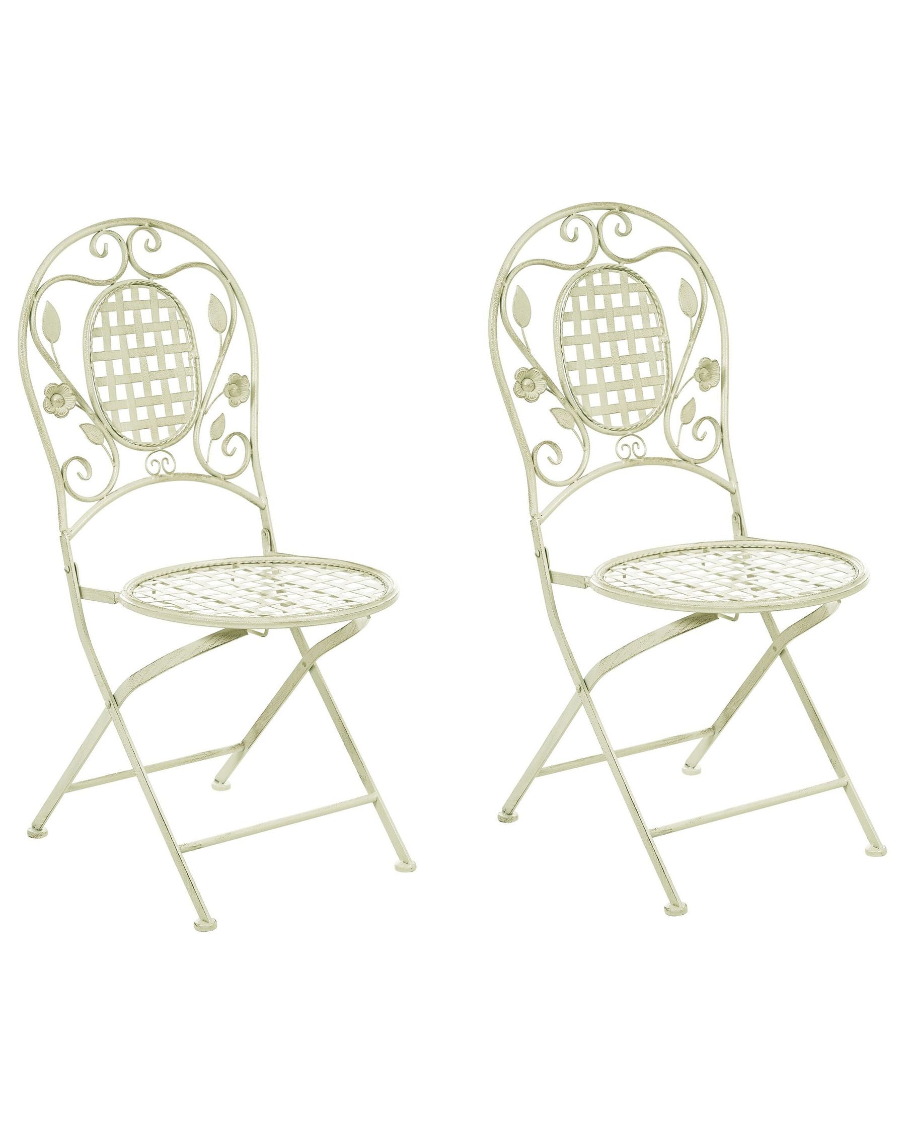 Set of 2 Garden Chairs BIVIO Folding Metal Light Green