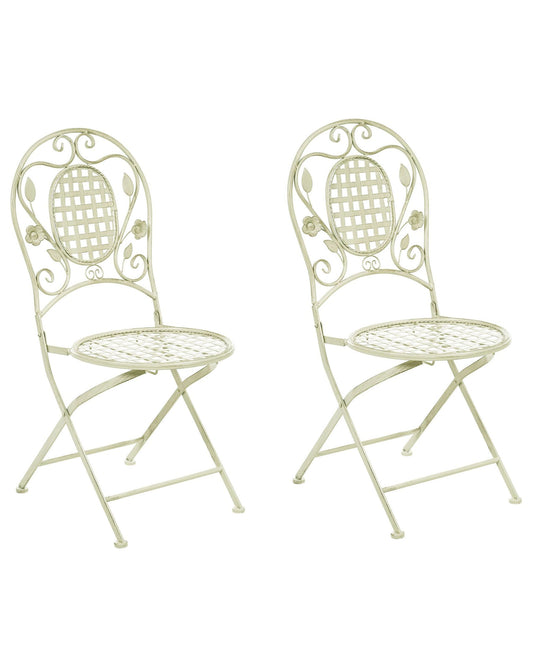 Set of 2 Garden Chairs BIVIO Folding Metal Light Green