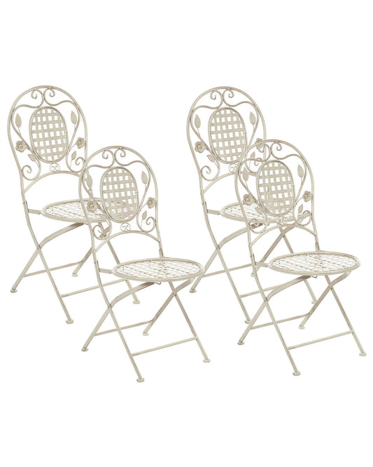 Set of 4 Garden Chairs BIVIO Folding Metal Off-White