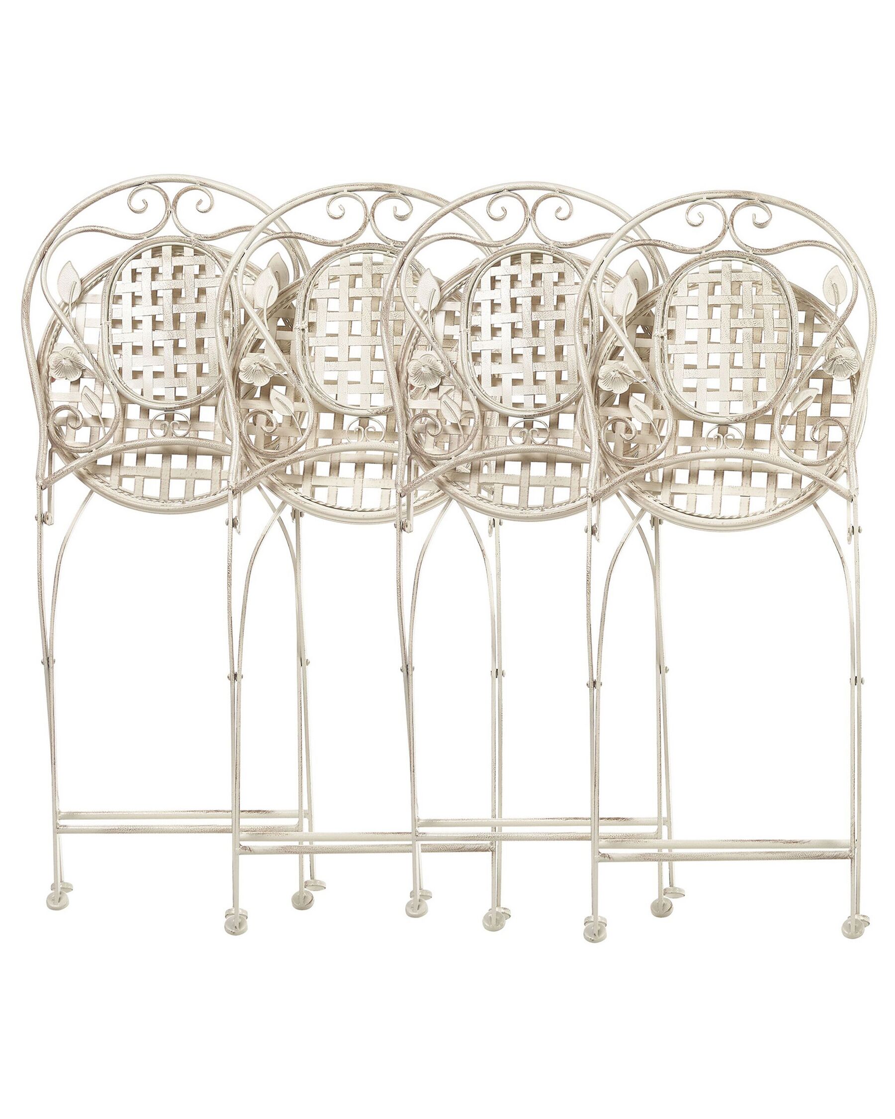 Set of 4 Garden Chairs BIVIO Folding Metal Off-White