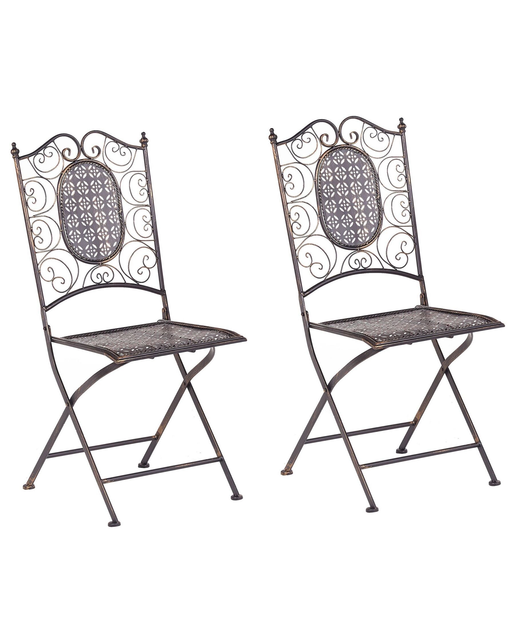 Set of 2 Garden Chairs BORMIO Folding Metal Black