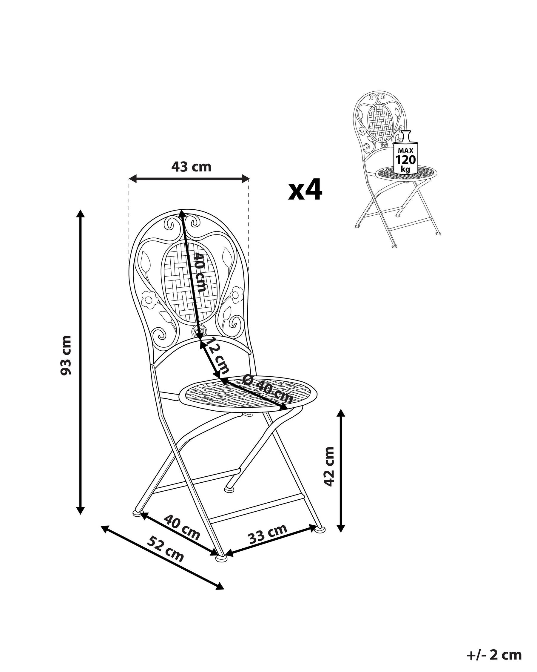 Set of 4 Garden Chairs BIVIO Folding Metal Off-White