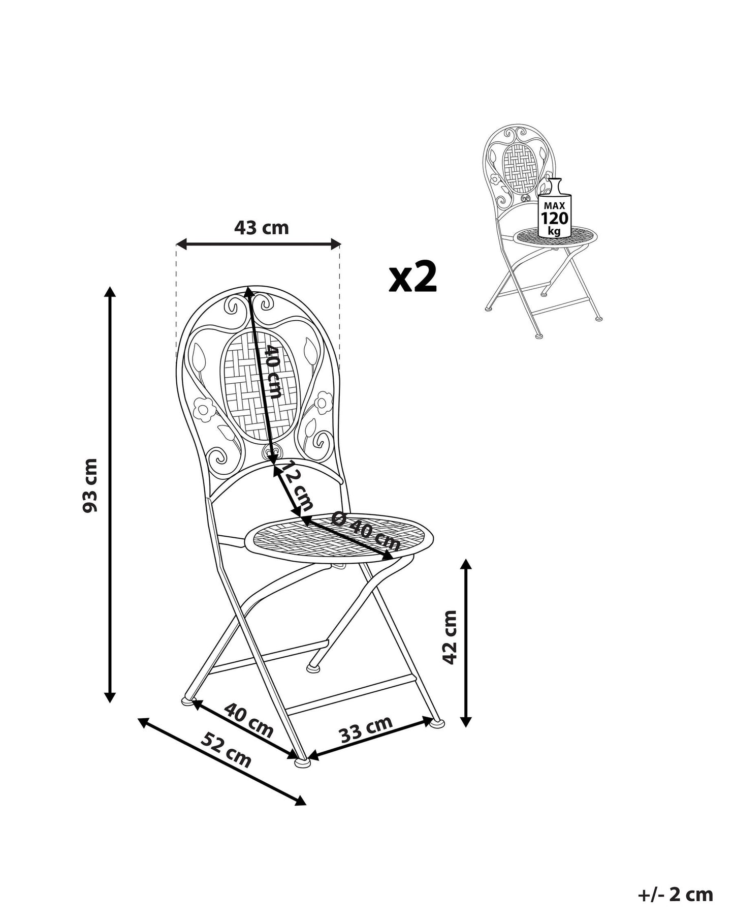 Set of 2 Garden Chairs BIVIO Folding Metal Light Green