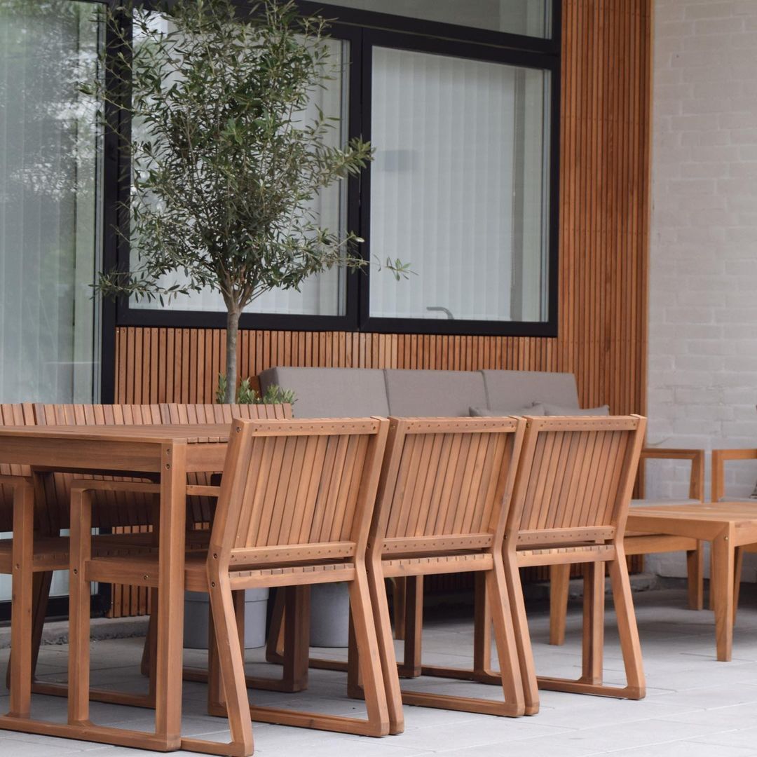 Garden Lounge Set with Table 7 Seater PATAJA Acacia Wood Light Brown