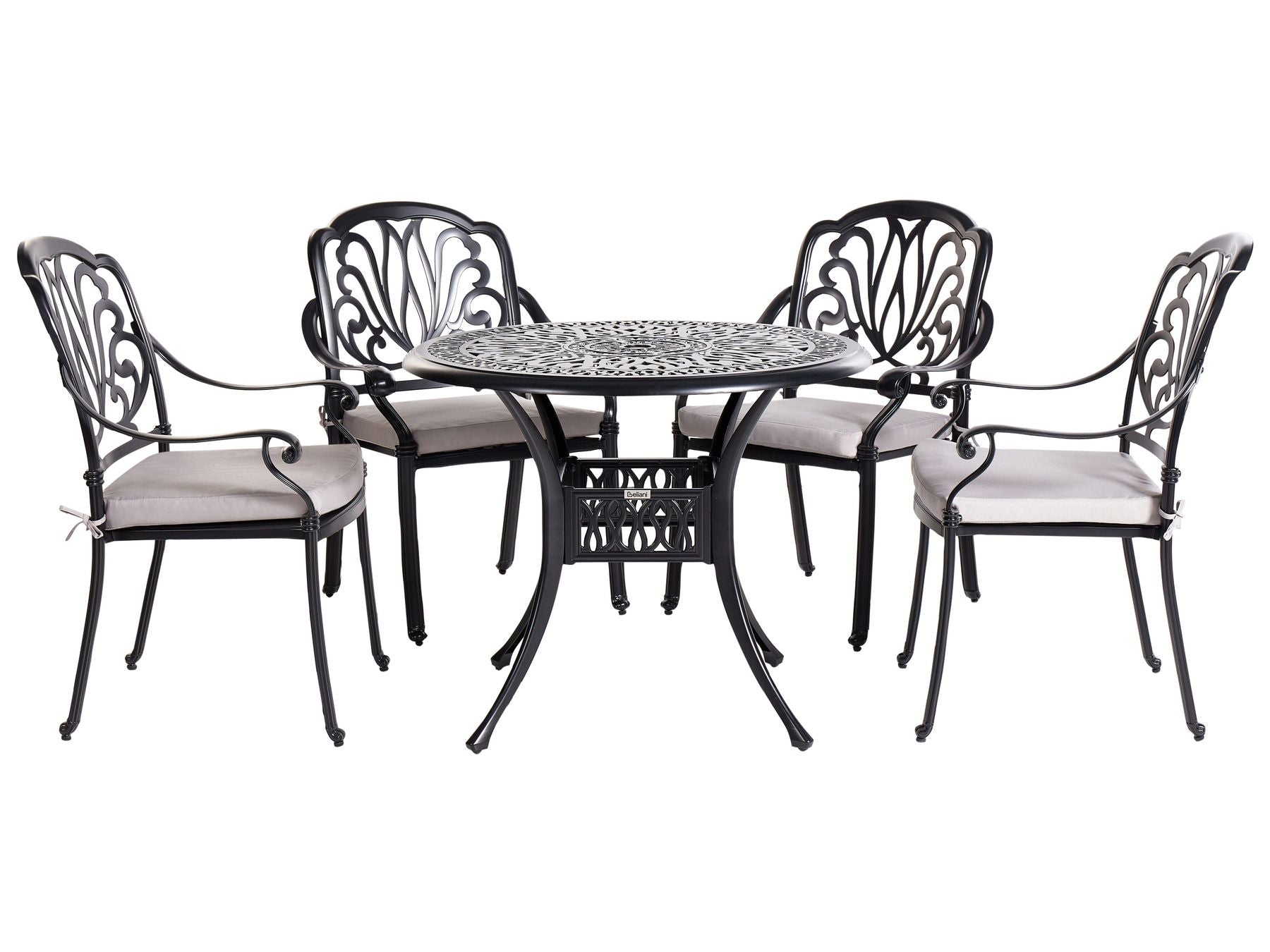 Garden Dining Set 4 Seater ANCONA with Cushions Metal Black