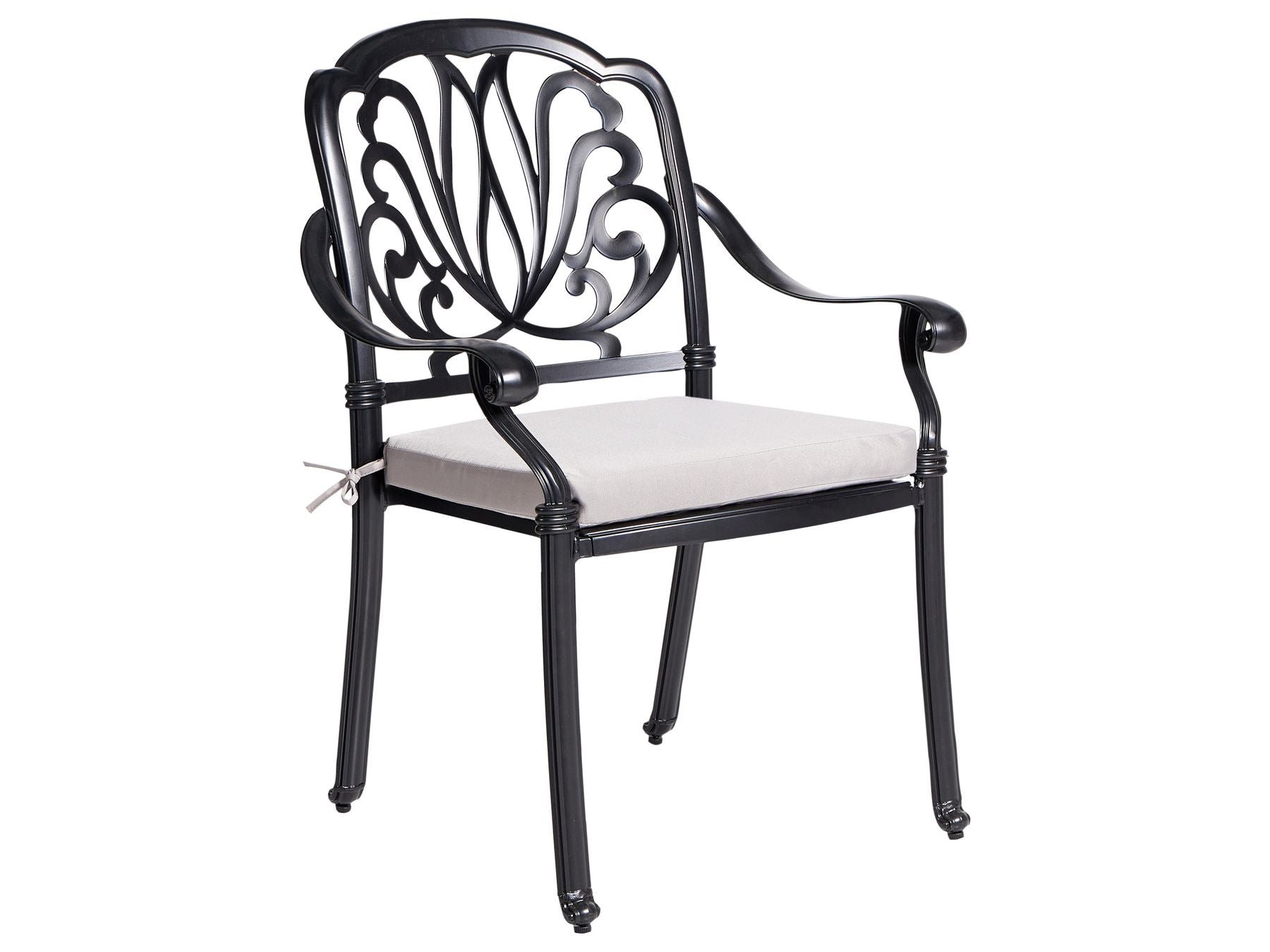 Garden Dining Set 4 Seater ANCONA with Cushions Metal Black