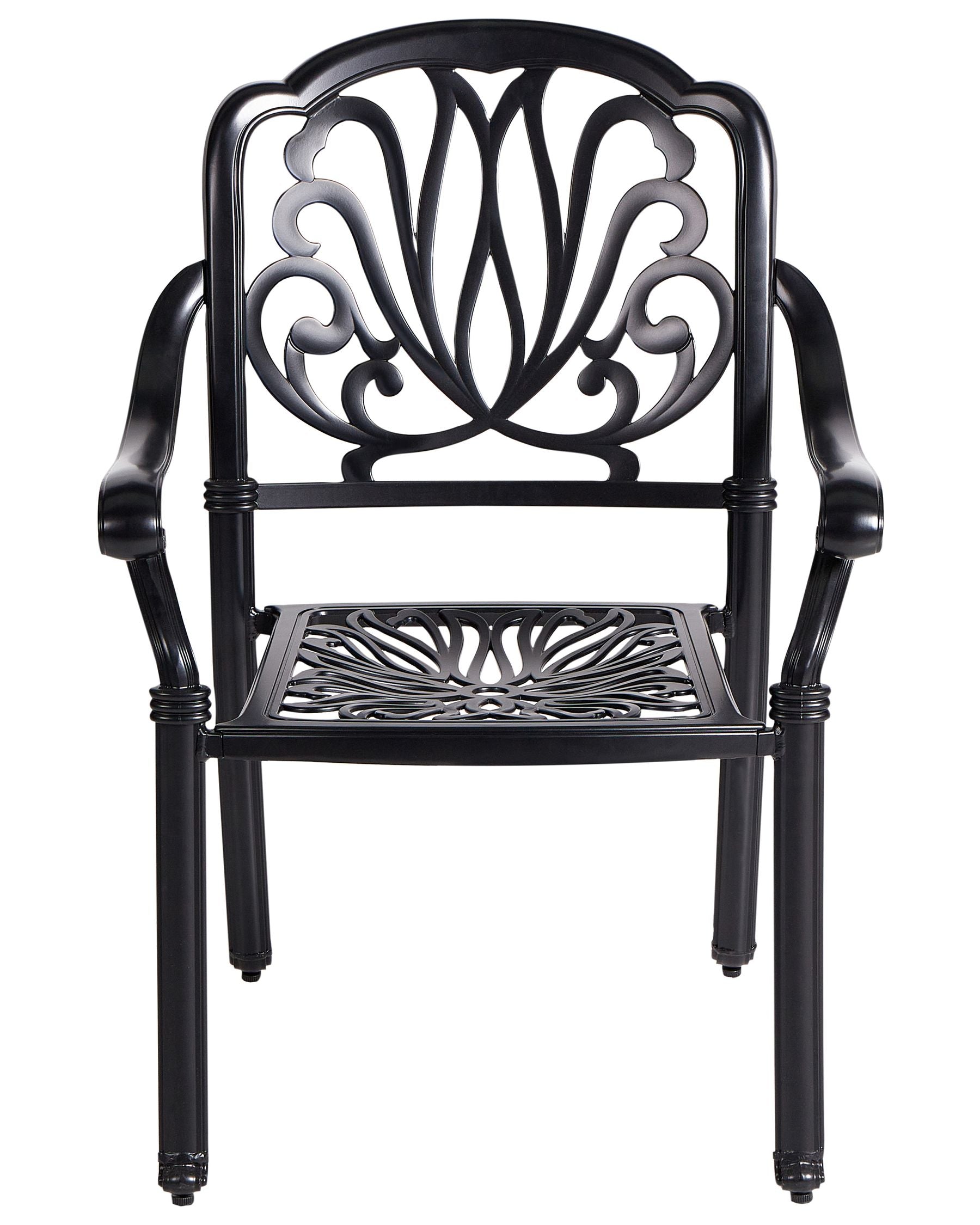 Set of 4 Garden Chairs with Cushions ANCONA Metal Black