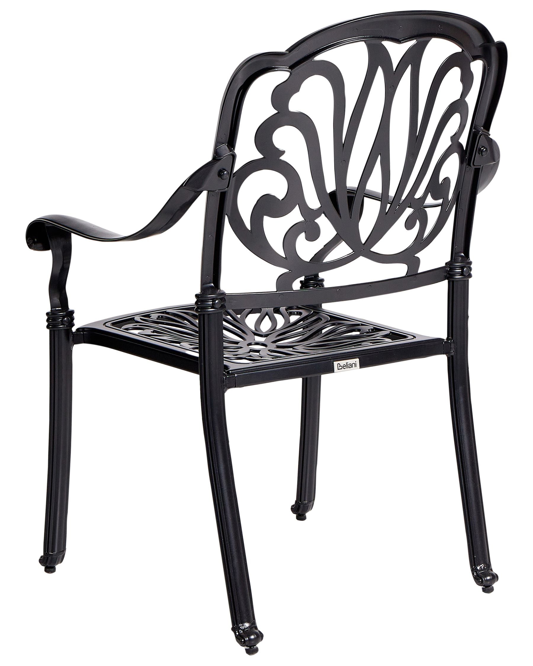 Set of 4 Garden Chairs with Cushions ANCONA Metal Black