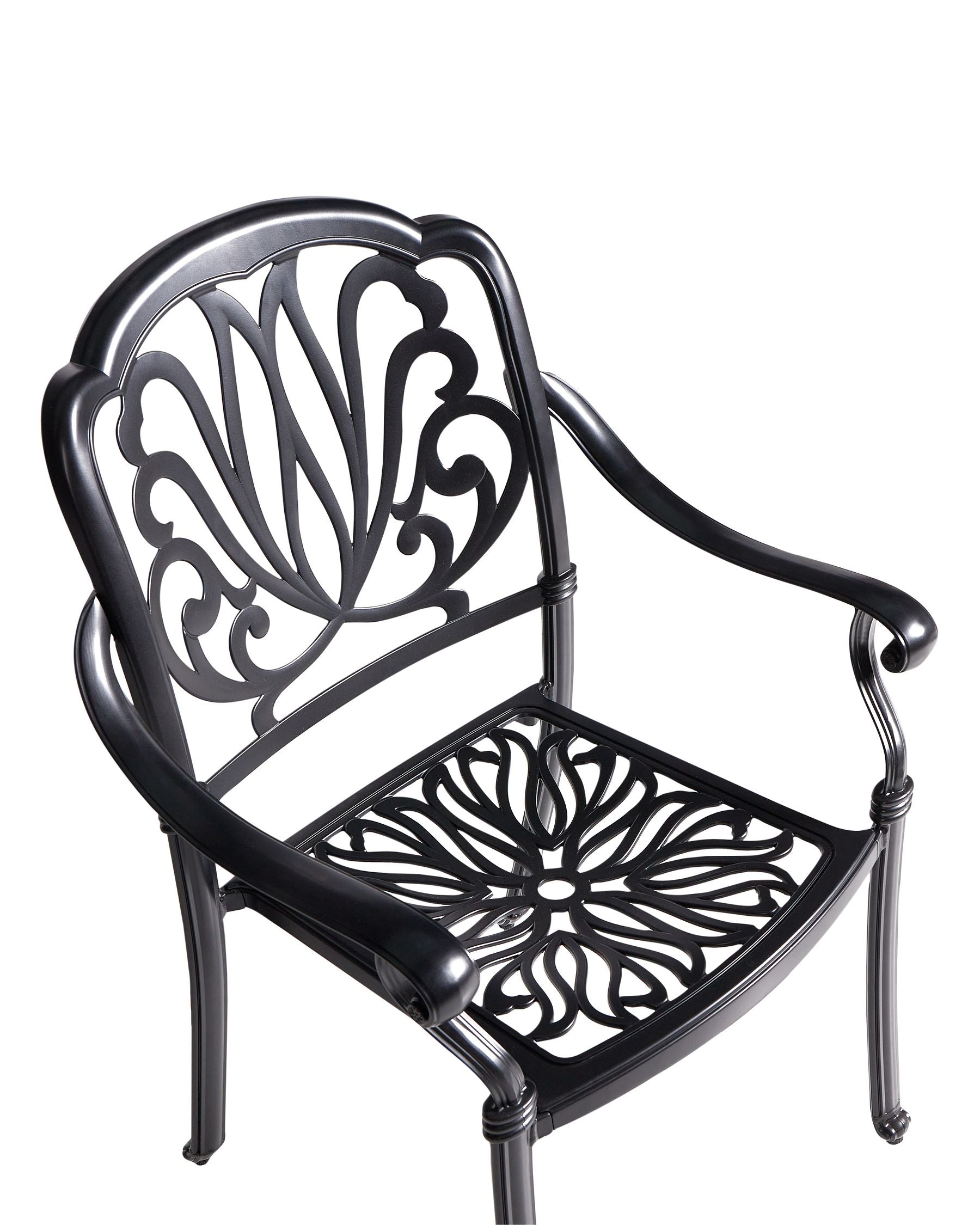 Set of 4 Garden Chairs with Cushions ANCONA Metal Black
