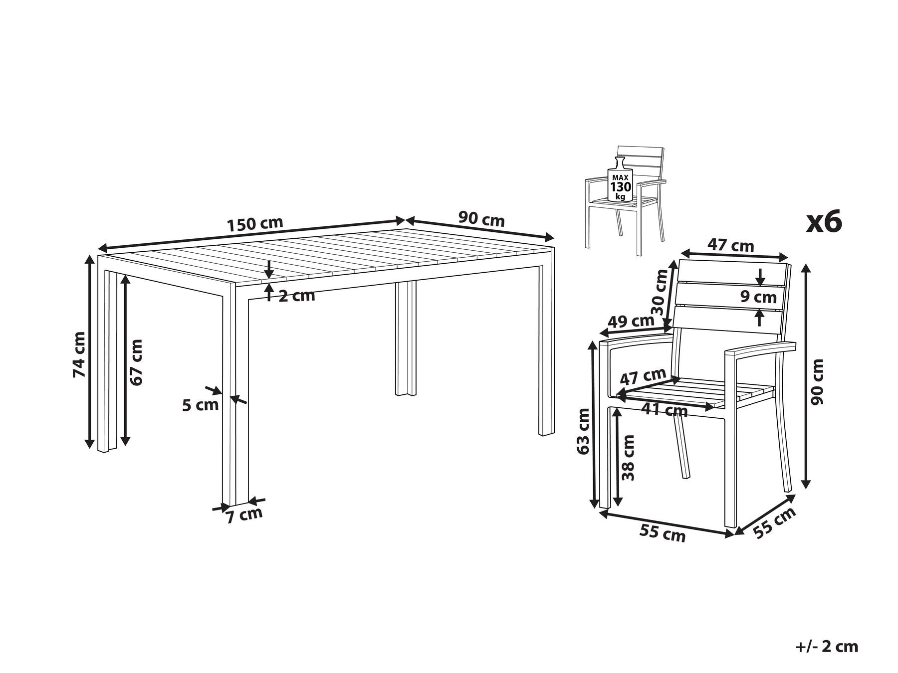 Garden Dining Set 6 Seater COMO Grey