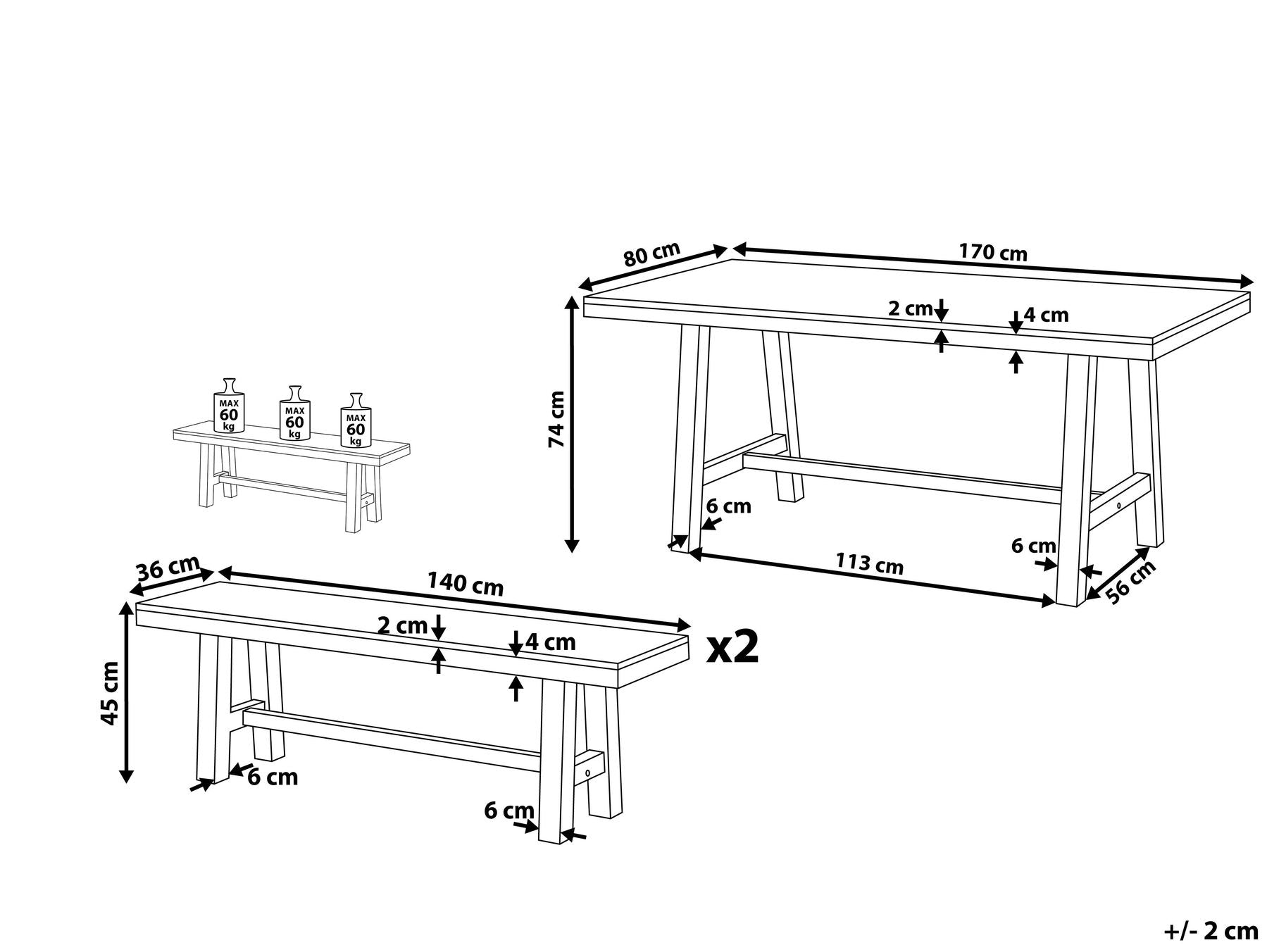 Garden Dining Set 6 Seater SCANIA Acacia Wood White