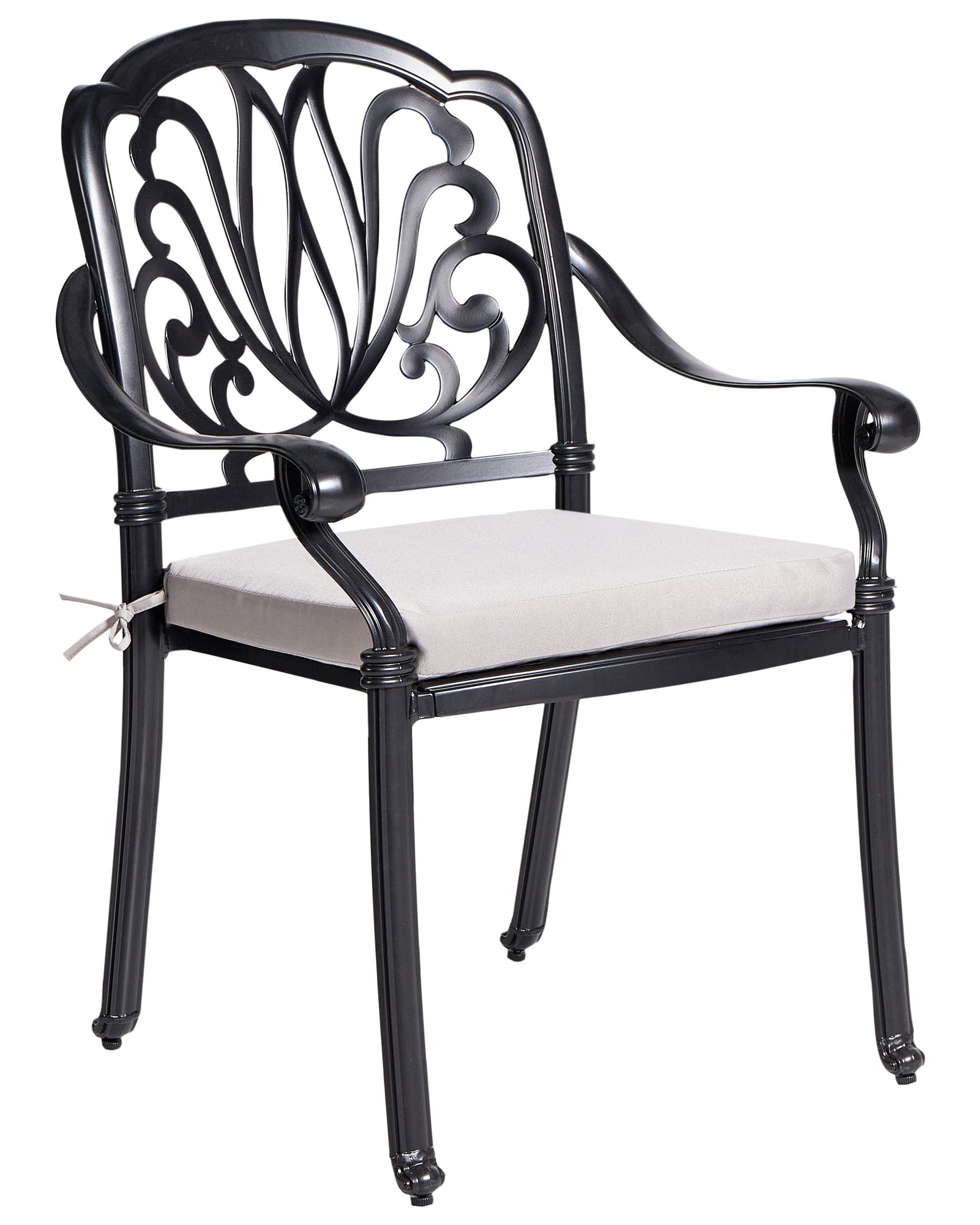 Set of 4 Garden Chairs with Cushions ANCONA Metal Black