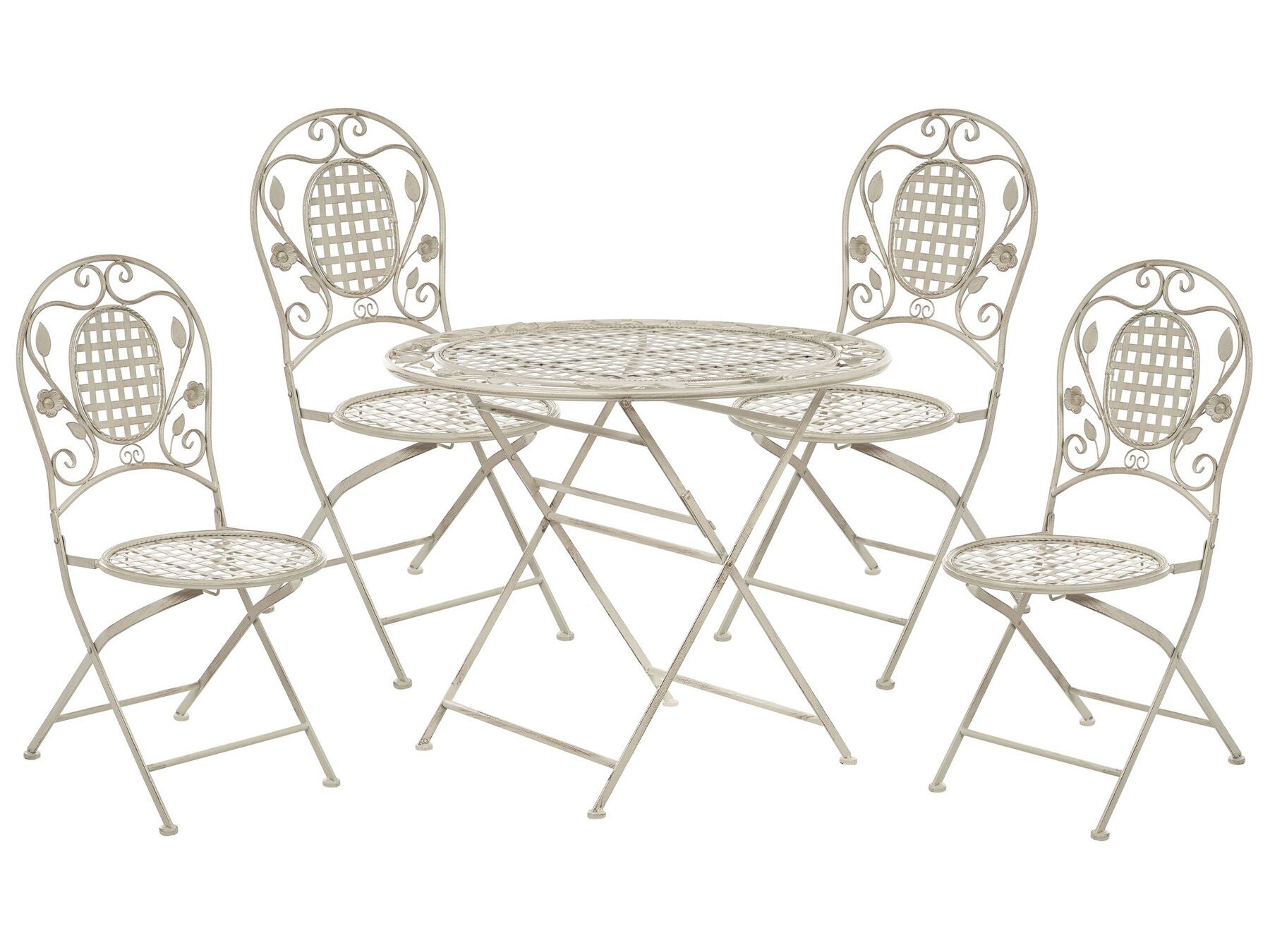 Garden Dining Set 4 Seater BIVIO Folding Metal Off-White