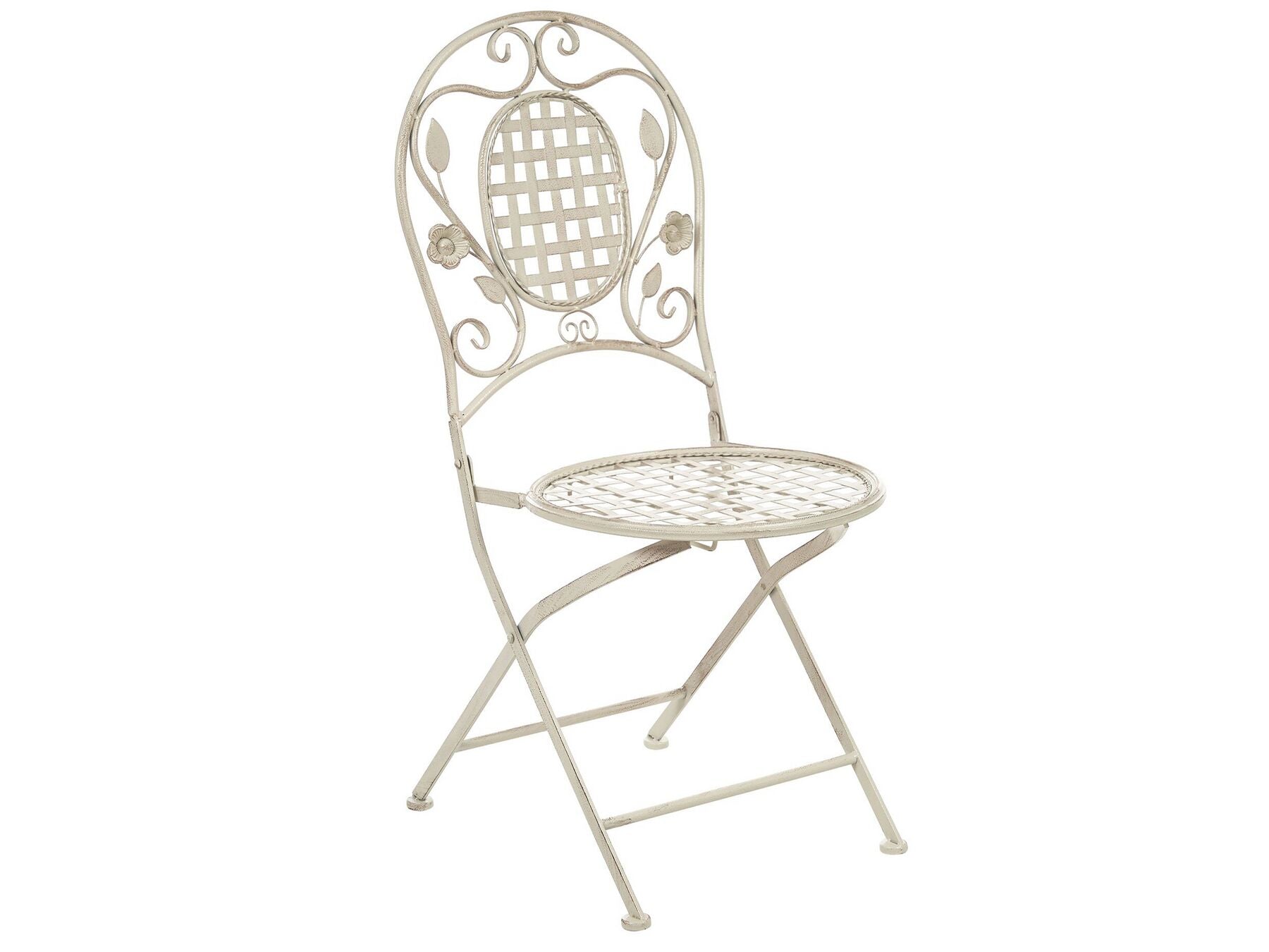 Garden Dining Set 4 Seater BIVIO Folding Metal Off-White