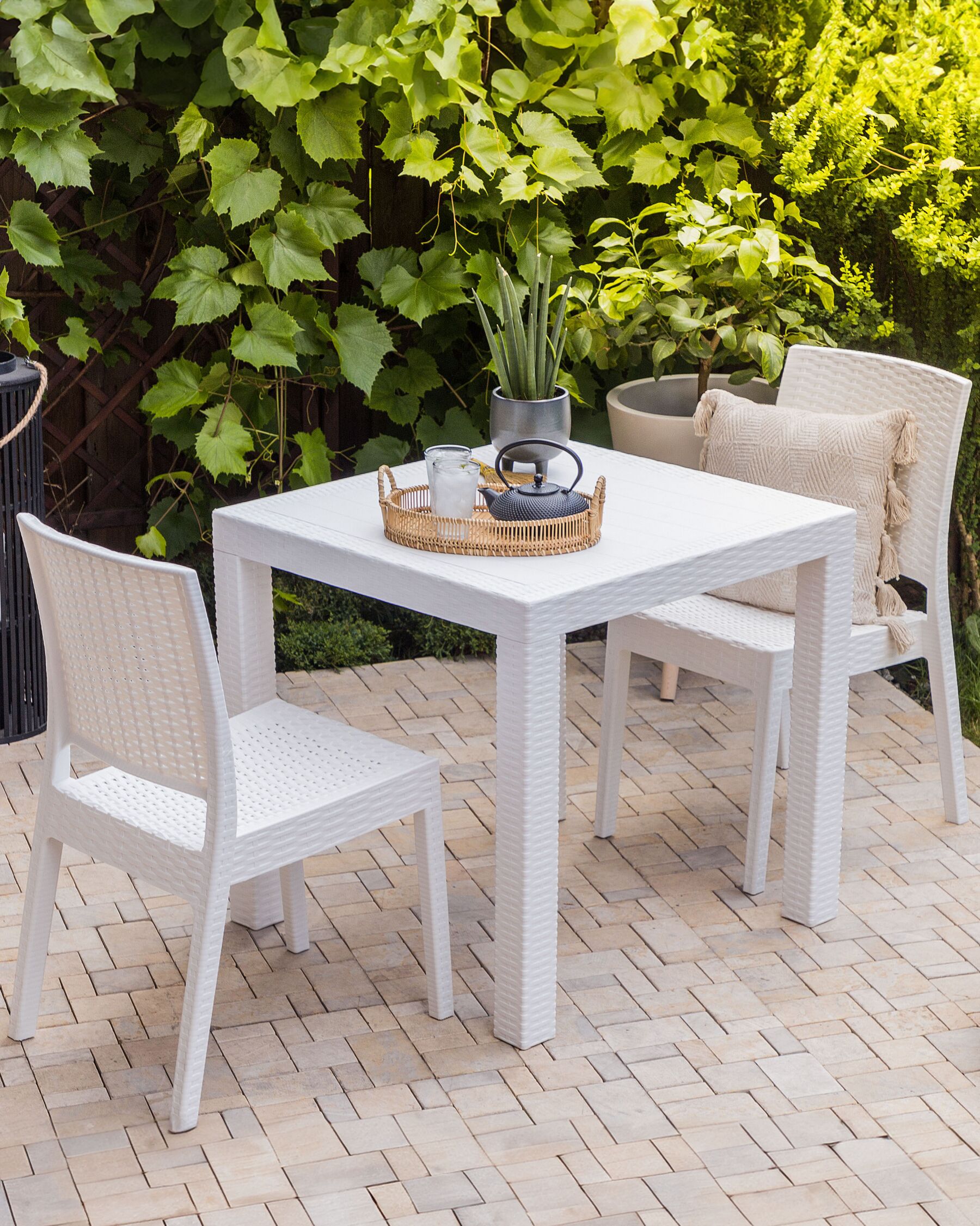 Set of 2 Garden Chairs FOSSANO Synthetic Material White