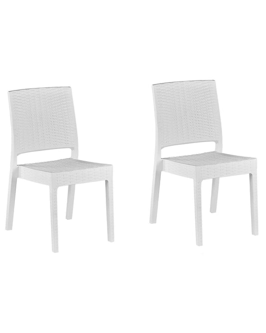 Set of 2 Garden Chairs FOSSANO Synthetic Material White